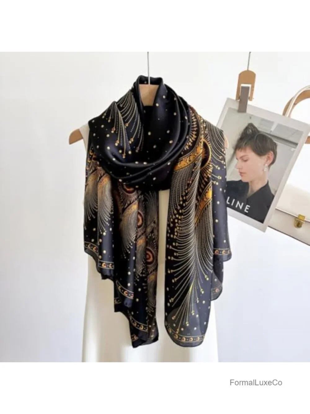 Women's Floral Polyester Oversized Scarf Shawl Wrap Lightweight Silk Like